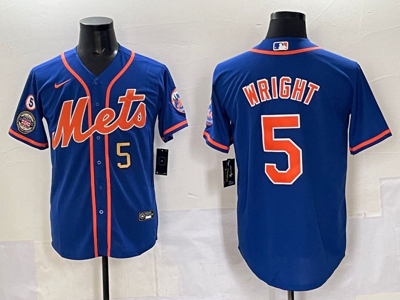 Men 2025 New York Mets #5 Wright Blue Game Nike MLB Jersey style 08